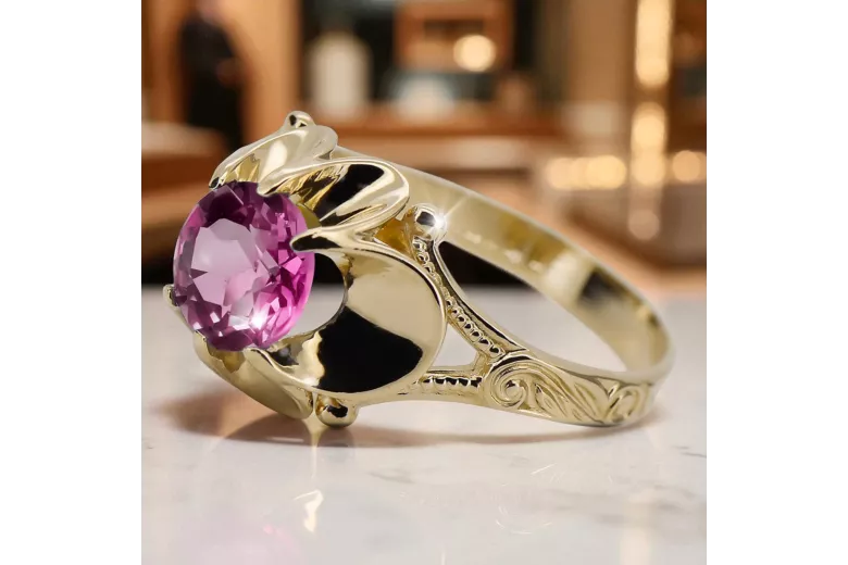 Каблучка Аметист 14K Жовте золото Вінтаж вироби vrc377y